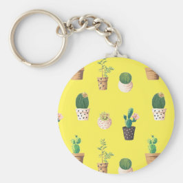 Grüne Nachspeise Sukkulente Kakteen in Pots Schlüsselanhänger