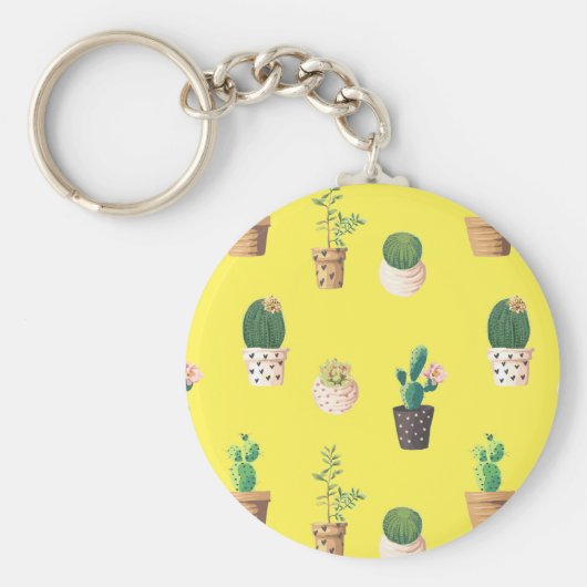 Grüne Nachspeise Sukkulente Kakteen in Pots Schlüsselanhänger (Vorne)