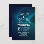 Grüne Nacht Einladung zur Hochzeit (Vorne/Hinten)