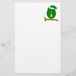 Grüne Nacht-Eule-Design Briefpapier