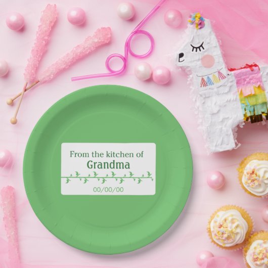 Grüne Nahrungsmittelaufkleber Pappteller (Party)