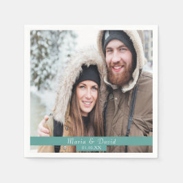 Grüne Namen des Hochzeitstiefels für Foto Serviette