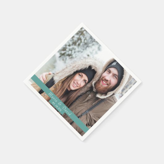 Grüne Namen des Hochzeitstiefels für Foto Serviette (Ecke)