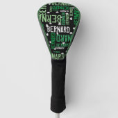 Grüne Namen und Golfbälle auf schwarz gedruckt Golf Headcover (Vorderseite)