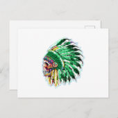 Grüne Native amerikanische Ureinwohner mit Silhoue Postkarte (Vorne/Hinten)