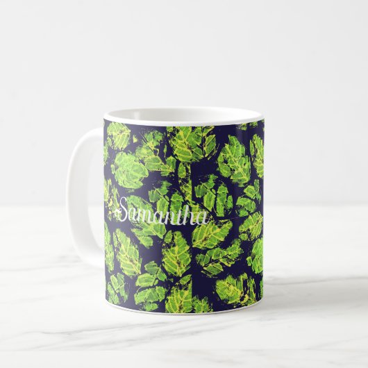 Grüne Natur Acrylmalenleaf Kaffeetasse (Vorderseite Links)