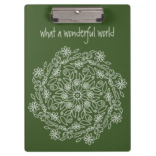 Grüne Natur Floral Mandala Art Doodle Blume Klemmbrett (Vorderseite)