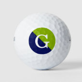 Grüne Navy Blue 2 Tone Diag Initial Monogram Golfball (Vorderseite)