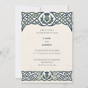 Grüne Navy Celtic Distel-Hochzeit Einladung