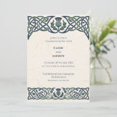 Grüne Navy Celtic Distel-Hochzeit Einladung (Stehend Vorderseite)