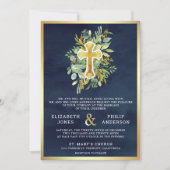 Grüne Navy Gold in einer katholischen Hochzeit Einladung (Vorderseite)