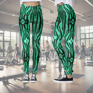 Grüne Neon-Tigerstreifen - Muster Leggings