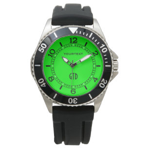 Grüne Neonfarbe personalisieren Armbanduhr