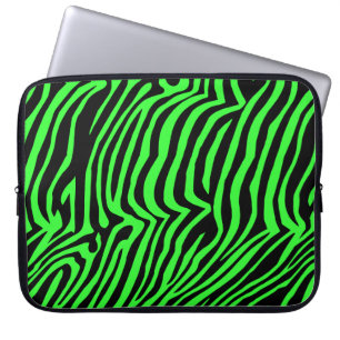 Grüne Neonfarbe Zebramuster Laptopschutzhülle