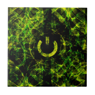 Grüne Neonflamme Fliese