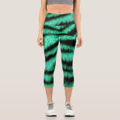 Grüne Neontiger-Streifen Capri Leggings (Vorderseite)