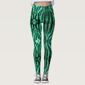 Grüne Neontiger-Streifen Leggings (Vorderseite)