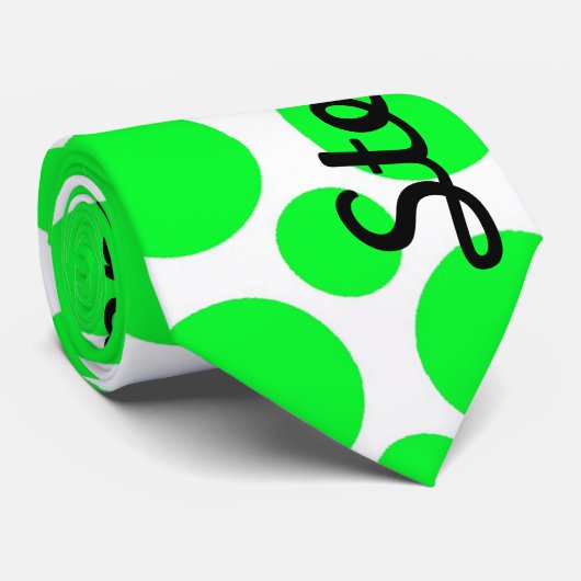 Grüne NeonTupfen Krawatte (Gerollt)