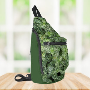 Grüne Nerven Pflanze Blätter Blütenblüte Crossbody Bag