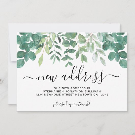 Grüne neue Ankündigung zur Adressenverschiebung (Vorderseite)