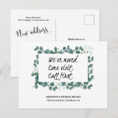 Grüne neue Zuhause-Adresse Ankündigung Postkarte (Vorne/Hinten)
