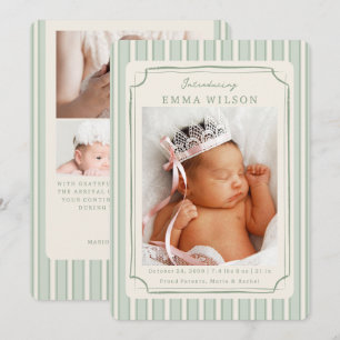 Grüne Neugeborenen-Fotocollage Baby Geburt  Ankündigung