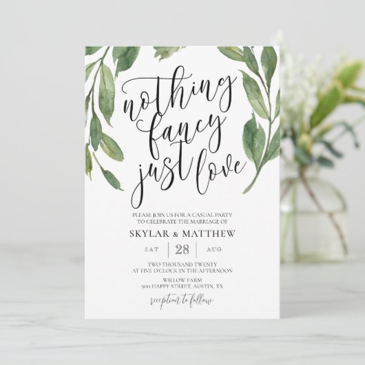 Grüne Nichts extravagant nur Liebe lässig Hochzeit Einladung (Stehend Vorderseite)