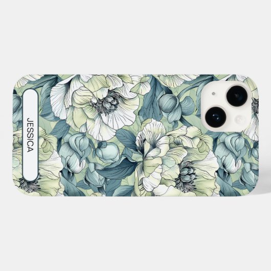 Grüne Niedliche Blume Muster Maßgeschneiderte Mode Case-Mate iPhone Hülle (Rückseite (Horizontal))