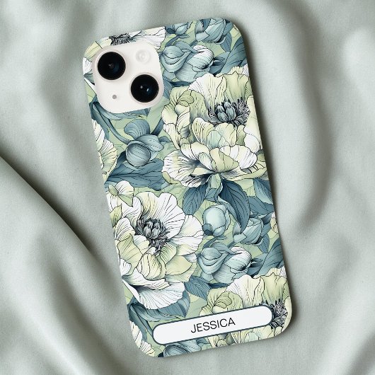 Grüne Niedliche Blume Muster Maßgeschneiderte Mode Case-Mate iPhone Hülle