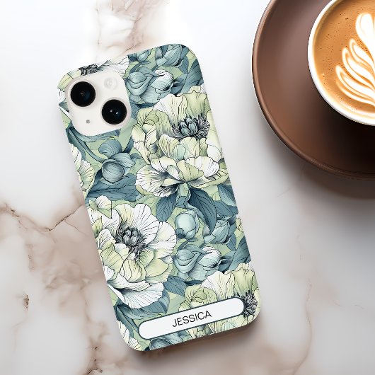 Grüne Niedliche Blume Muster Maßgeschneiderte Mode Case-Mate iPhone Hülle