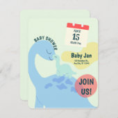 Grüne Niedliche Dinosaurier Kinderdusche Einladung (Vorne/Hinten)