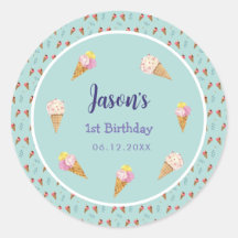 Grüne Niedliche Eiscreme Cone Kinder Junge Geburts