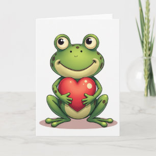 Grüne niedliche Frosch-Herz-Karte Karte