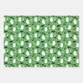 Grüne Niedliche Geister und Fledermäuse Orange Hal Geschenkpapier Set (Vorderseite)