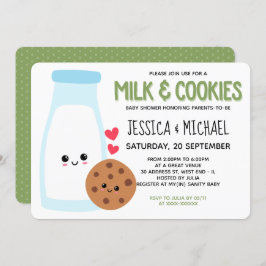 Grüne Niedliche Kawaii Milch und Cookies Babydusch Einladung