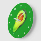Grüne niedliche Kunst für Avocado Große Wanduhr (Winkel)