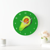 Grüne niedliche Kunst für Avocado Große Wanduhr (Zuhause)