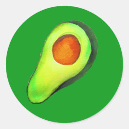 Grüne niedliche Kunst für Avocado Runder Aufkleber