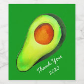 Grüne niedliche Kunst für Avocado Weinetikett (Einzelnes Label)