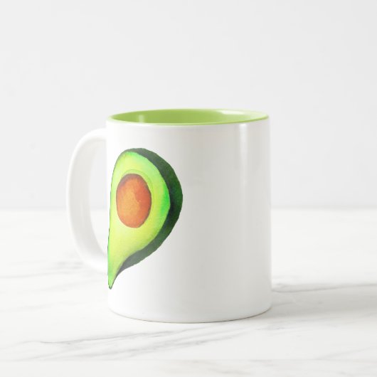 Grüne niedliche Kunst für Avocado Zweifarbige Tasse (Vorderseite Links)