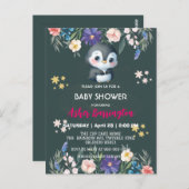 Grüne Niedliche Pinguine Blume Babydusche Kinder Postkarte (Vorne/Hinten)