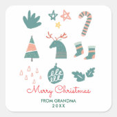 Grüne Niedliche schlichte Weihnachtsbilder ohne Fo Quadratischer Aufkleber (Vorderseite)