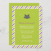 Grüne niedliche schwarze Katze scherzt Einladung (Vorne/Hinten)