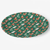 Grüne Niedliche Weihnachtshunde Holiday Puppy Must Pappteller (Schrägansicht)