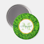 Grüne Noppen und Imitate Gold Foil & Monogram Magnet (Vorderseite/Rückseite)