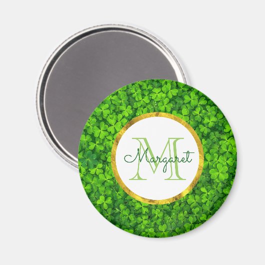 Grüne Noppen und Imitate Gold Foil & Monogram Magnet (Vorderseite/Rückseite)