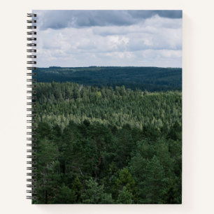 Grüne nordische Waldlandschaftsfoto Notizblock