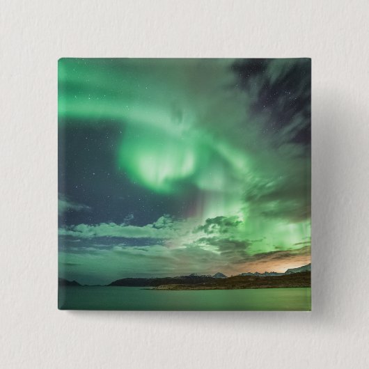 Grüne Nordlichter Button (Vorderseite)