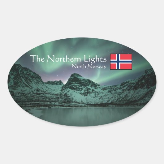Grüne Nordlichter Ovaler Aufkleber (Vorderseite)