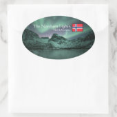 Grüne Nordlichter Ovaler Aufkleber (Tasche)
